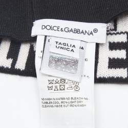 Dolce & Gabbana Black and White Intarsia Wool Knit Headband