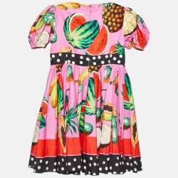 Pre Owned Dolce & Gabbana Kids Multicolor Fruits Print Cotton Dress 5 Yrs