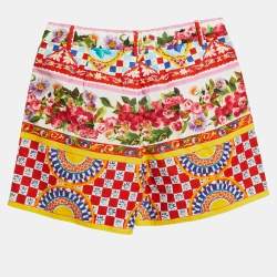 Dolce & Gabbana Kids Multicolor Majolica Print Cotton Shorts 9-10 Yrs