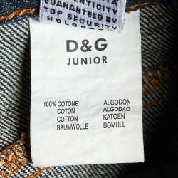 Pre Owned D&G Junior Blue Floral Logo Embroidered Denim Skirt 6 Yrs