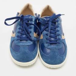Dolce & Gabbana Blue Leather and Suede Low Top Sneakers Size 33