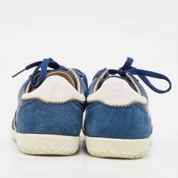 Dolce & Gabbana Blue Leather and Suede Low Top Sneakers Size 33