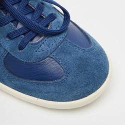 Dolce & Gabbana Blue Leather and Suede Low Top Sneakers Size 33