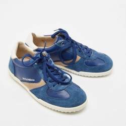 Dolce & Gabbana Blue Leather and Suede Low Top Sneakers Size 33