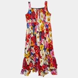 Dolce & Gabbana Kids Multicolor Floral Print Cotton Dress Size 11/12 Yrs