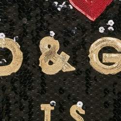 Dolce & Gabbana Black Sequin Logo Applique Detail Sleeveless Dress 5 Yrs
