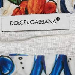 Pre Owned Dolce & Gabbana Kids White/Multicolor Majolica Print Cotton Dress 4 Yrs