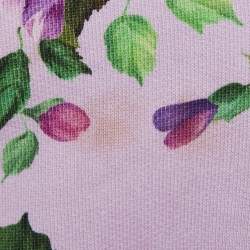 Pre Owned Dolce & Gabbana Kids Purple Floral Print Cotton Knit Zip-Up Hoodie 24-30 M