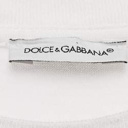 Pre Owned Dolce & Gabbana Kids White Logo Print Cotton Crew Neck T-Shirt 24-30 M
