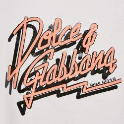 Pre Owned Dolce & Gabbana Kids White Logo Print Cotton Crew Neck T-Shirt 24-30 M