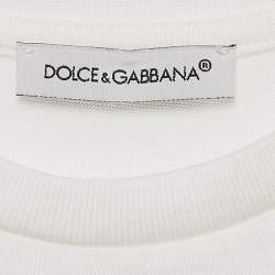 Pre Owned Dolce & Gabbana Kids White Logo Print Cotton Crew Neck T-Shirt 24-30 M
