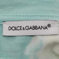 Pre Owned Dolce & Gabbana Kids Blue Printed Cotton T-Shirt 18-24 M
