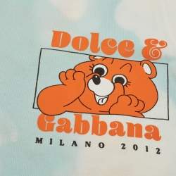 Pre Owned Dolce & Gabbana Kids Blue Printed Cotton T-Shirt 18-24 M