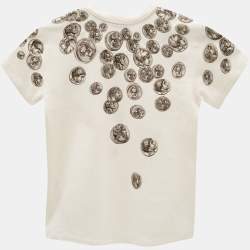 Dolce & Gabbana Kids White Coin Print Cotton Crew Neck T-Shirt 24-30 M 