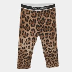 Dolce & Gabbana Brown Leopard Print Cotton Knit Leggings 18-24 M