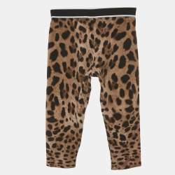 Dolce & Gabbana Brown Leopard Print Cotton Knit Leggings 18-24 M