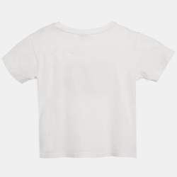 Pre Owned Dolce & Gabbana Kids White Logo Applique Detail Crew Neck T-Shirt 24-30 M