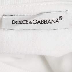 Pre Owned Dolce & Gabbana Kids White Logo Applique Detail Crew Neck T-Shirt 24-30 M