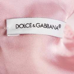 Pre Owned Dolce & Gabbana Kids Pink Fish Print Silk Floral Applique Detail Dress 4 Yrs