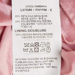 Pre Owned Dolce & Gabbana Kids Pink Fish Print Silk Floral Applique Detail Dress 4 Yrs