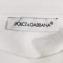 Pre Owned Dolce & Gabbana Kids White Logo Print Cotton Crew Neck T-Shirt 4 Yrs