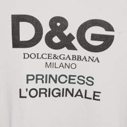 Pre Owned Dolce & Gabbana Kids White Logo Print Cotton Crew Neck T-Shirt 4 Yrs
