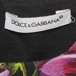 Dolce & Gabbana Kids Black Floral Print Cotton Knit Sleeveless Dress 3 Yrs