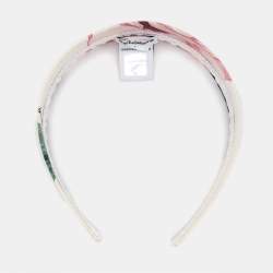 Dolce & Gabbana Kids White Rose Print Poplin Headband 