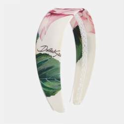 Dolce & Gabbana Kids White Rose Print Poplin Headband 