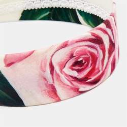 Dolce & Gabbana Kids White Rose Print Poplin Headband 