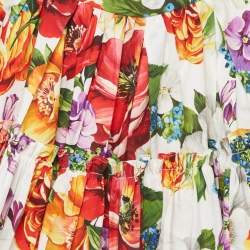 Pre Owned Dolce & Gabbana Kids Multicolor Floral Print Cotton Tiered Skirt 6 Yrs