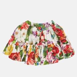 Pre Owned Dolce & Gabbana Kids Multicolor Floral Print Cotton Tiered Skirt 6 Yrs