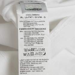 Pre Owned Dolce & Gabbana Kids White Logo Print Cotton Rose Applique Detail T-Shirt 12+ Yrs
