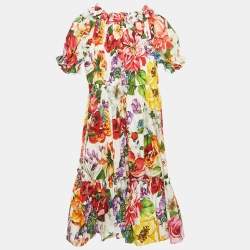 Pre Owned Dolce & Gabbana Kids Multicolor Floral Print Cotton Tiered Dress 11/12 Yrs