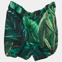 Pre Owned Dolce & Gabbana Kids Green Tropical Print Cotton Slit Dress Set 11/12 Yrs
