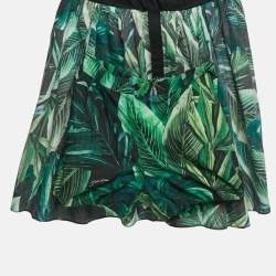 Pre Owned Dolce & Gabbana Kids Green Tropical Print Cotton Slit Dress Set 11/12 Yrs