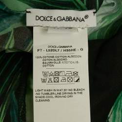 Pre Owned Dolce & Gabbana Kids Green Tropical Print Cotton Slit Dress Set 11/12 Yrs
