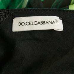 Pre Owned Dolce & Gabbana Kids Green Tropical Print Cotton Slit Dress Set 11/12 Yrs