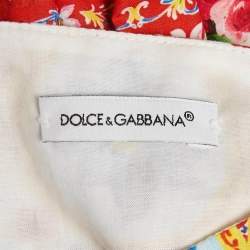 Pre Owned فستان دولتشي وغابانا متعدد الألوان بطبعة كاريتو مع ورود من القطن 6 سنوات