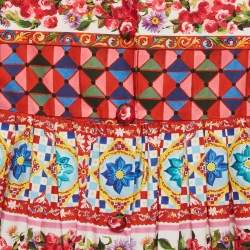 Pre Owned فستان دولتشي وغابانا متعدد الألوان بطبعة كاريتو مع ورود من القطن 6 سنوات