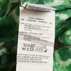 Pre Owned Dolce & Gabbana Kids Green Printed Poplin Ruffled Sleeve Dress 11/12 Yrs