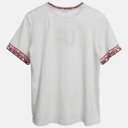 Pre Owned Dolce & Gabbana Kids White Majolica Print Cotton T-Shirt 12+ Years