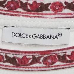 Pre Owned Dolce & Gabbana Kids White Majolica Print Cotton T-Shirt 12+ Years