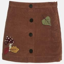 Pre Owned Dolce & Gabbana Kids Brown Corduroy Applique Mini Skirt 5 Yrs