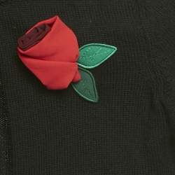 Pre Owned Dolce & Gabbana Kids Black Rose Applique Knit Cardigan 4 Yrs 