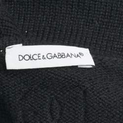 Pre Owned Dolce & Gabbana Kids Black Rose Applique Knit Cardigan 4 Yrs 