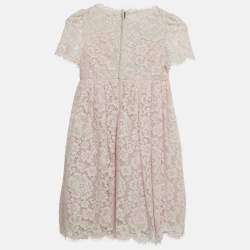 Pre Owned Dolce & Gabbana Kids Pink Lace Bejeweled Buttons Dress 6 Yrs