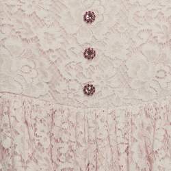 Pre Owned Dolce & Gabbana Kids Pink Lace Bejeweled Buttons Dress 6 Yrs