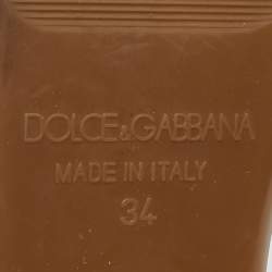 Pre Owned Dolce & Gabbana Multicolor Lemon Print Fabric T strap Flat Sandals Size 34