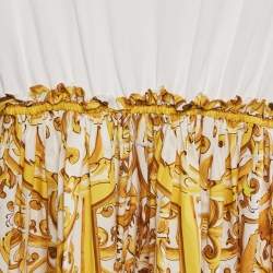 Pre Owned Dolce & Gabbana Kids Yellow Majolica Print Poplin and Jersey Dress 11/12 Yrs